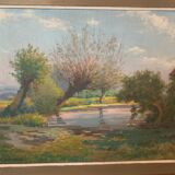Huile sur toile paysage de campagne m. Deschoot