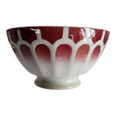 Old bowl in earthenware DIGOIN SARREGUEMINES with faceted burgundy.