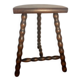 Solid wood tripod stool with turned legs