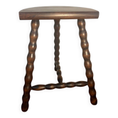 Solid wood tripod stool with turned legs