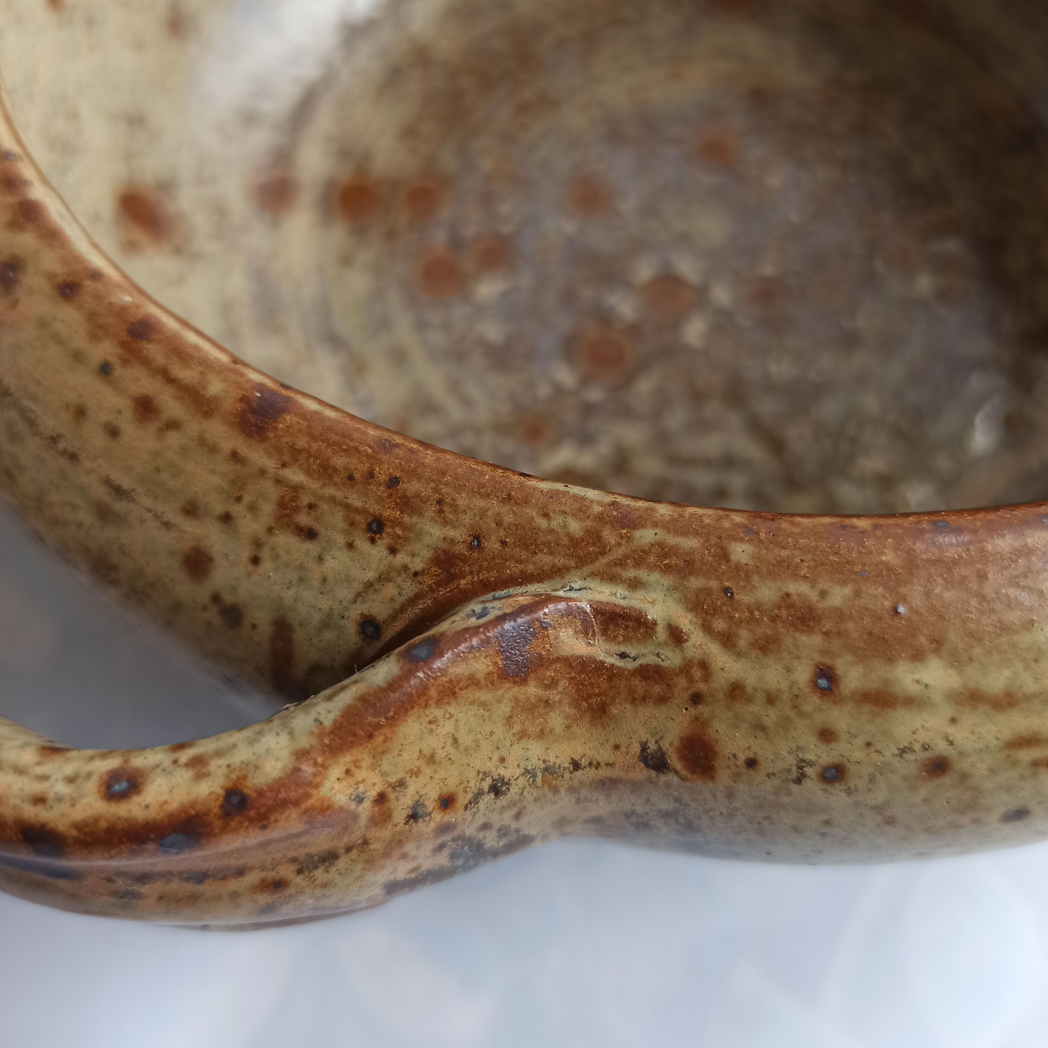 La Borne pyrity sandstone dish signed by JP