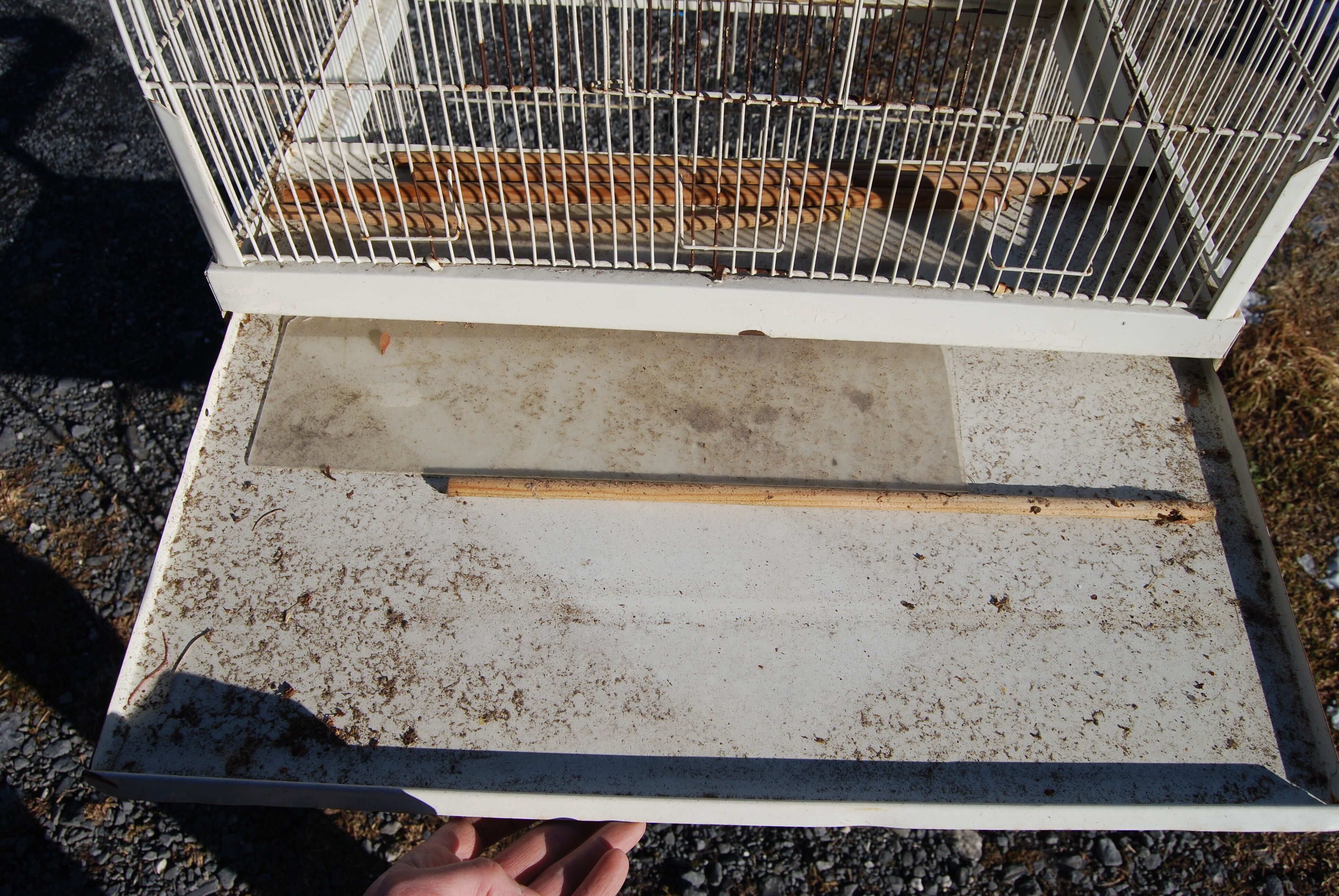 Vintage aviary, foot cage on wheels 147x67x49cm.