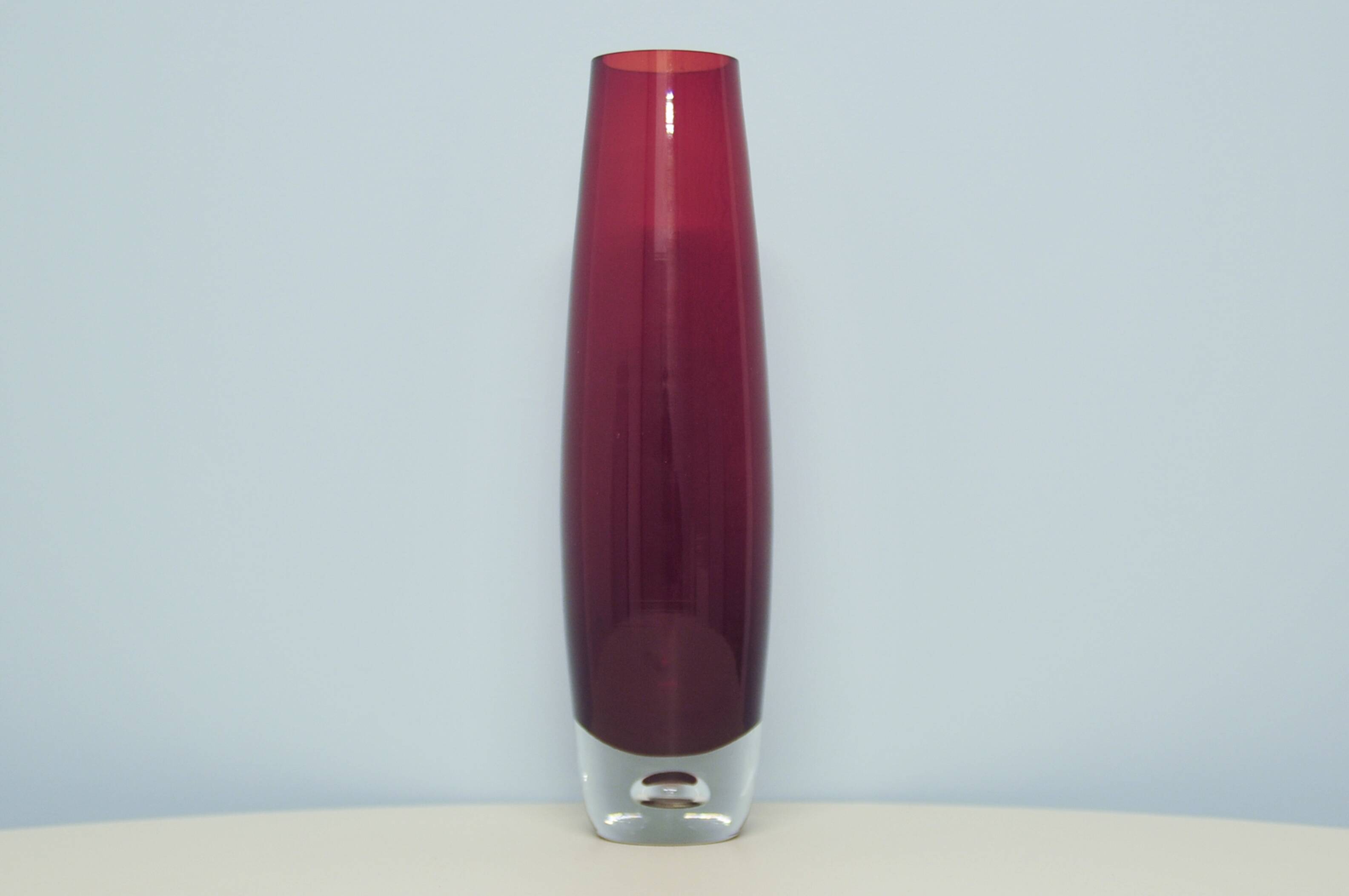 vintage red glass tall vase drop