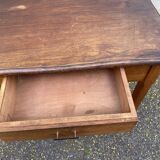 Vintage farmhouse dessert trolley on wheels made of solid wood from the 19th century.