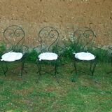 Garden furniture set 1 table 5 armchairs wrought iron wagon green