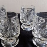 4 antique to digestive glasses in cut crystal and molded crystal decorated