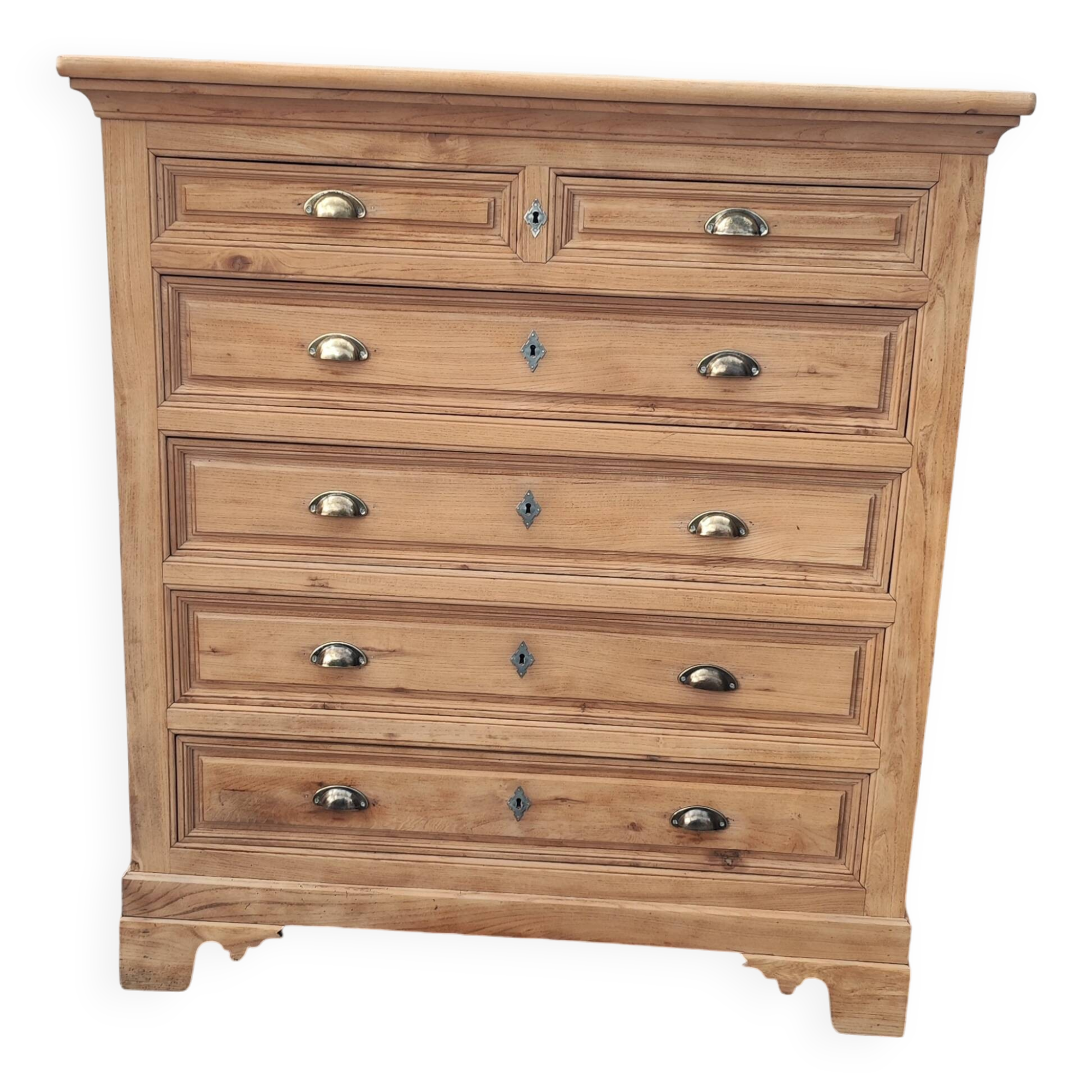 Old large elm chest of drawers with six drawers