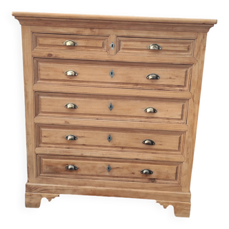Old large elm chest of drawers with six drawers