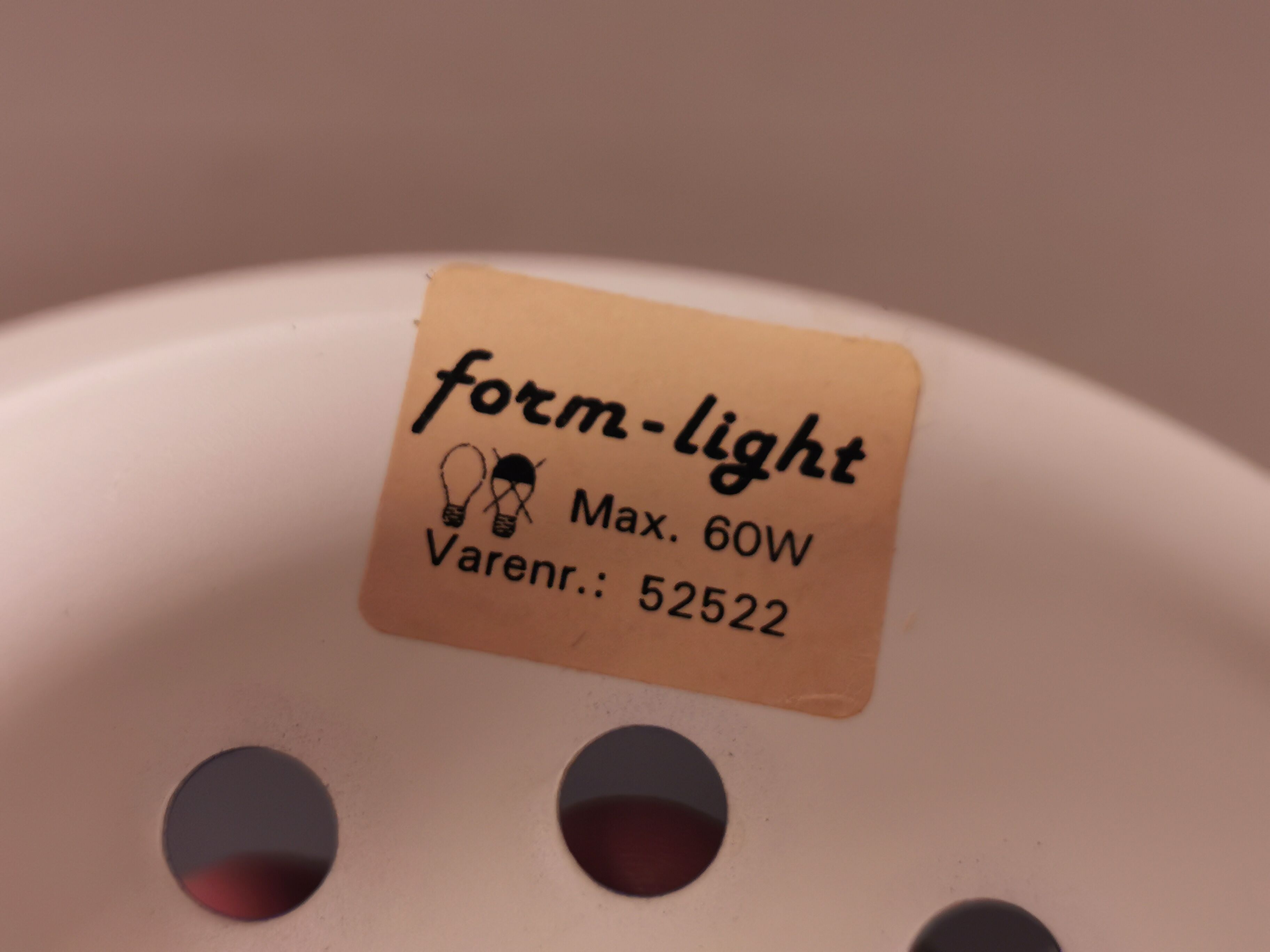 Classic small Danish hanging lamp, produced by Form-Light in the 1980s. Light purple color
