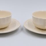 2 luncheon cups off-white earthenware Lunéville décor relief France