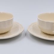 2 luncheon cups off-white earthenware Lunéville décor relief France