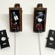 Pair of Scandinavian Wall Lights - Opaline Brass Wood - 50's 60's
