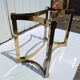 Vintage dining table golden brass chrome glass