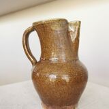 Vintage Studio Pottery Owl Pitcher: Speckled Glaze Stoneware Vase