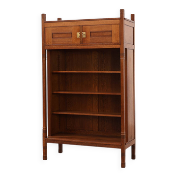 Bibliothèque en chêne de style Jugendstil avec étagères réglables, Pays-Bas, vers 1900