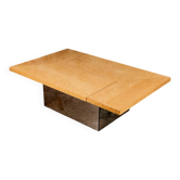 Table basse bar en loupe de frêne, Paul Michel pour Roche Bobois, 1980
