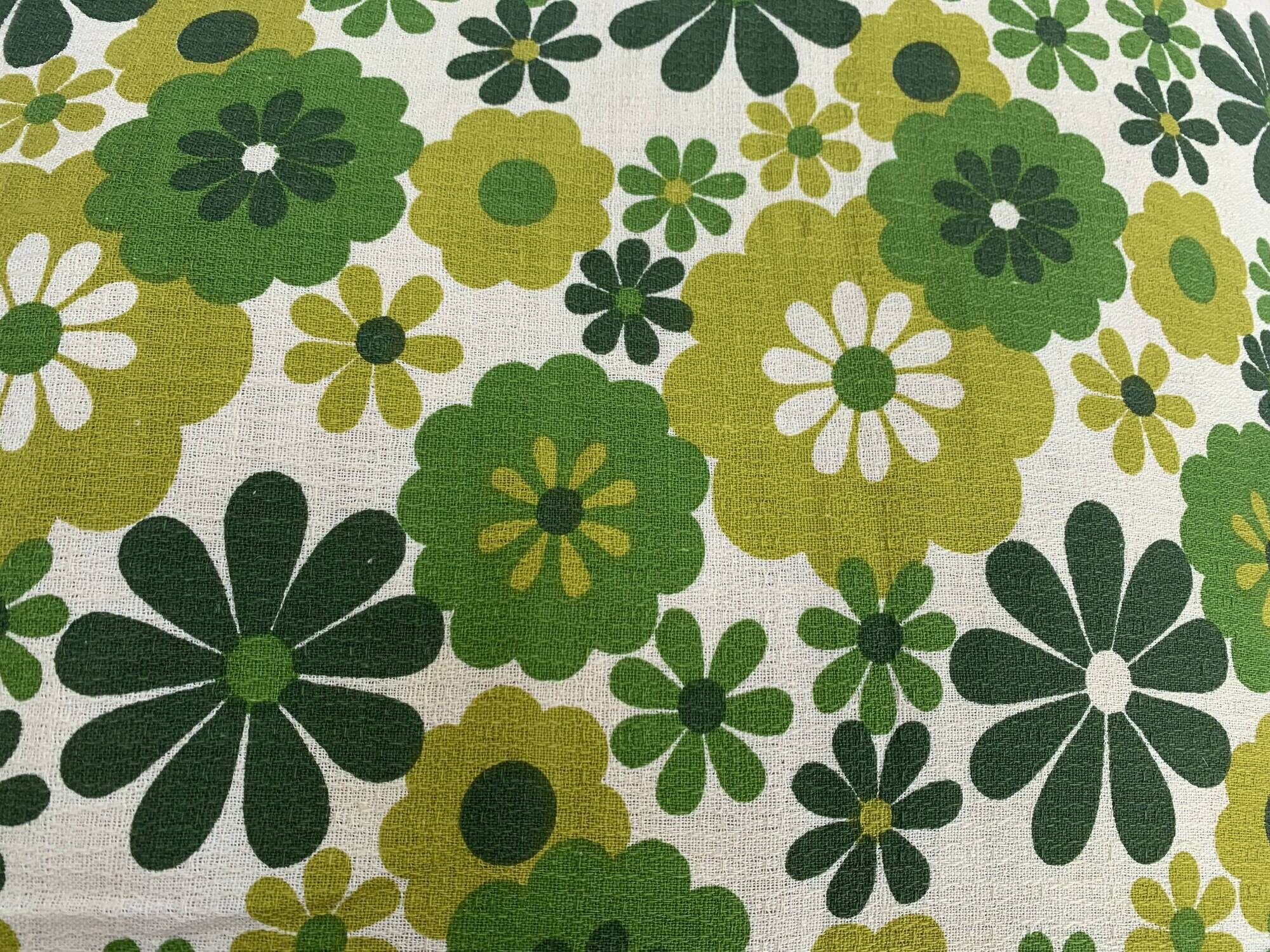 Cushion cover, green lotus flowers, vintage 1970