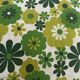 Cushion cover, green lotus flowers, vintage 1970