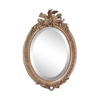 Old golden mirror decoration doves 77x54cm