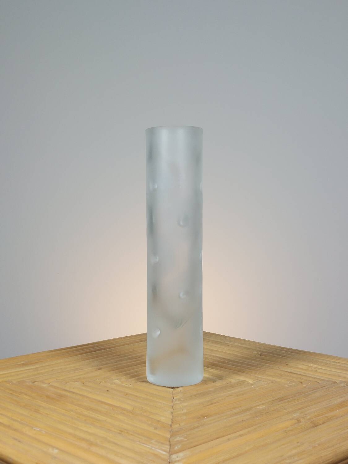 Frosted artisanal vintage glass vase