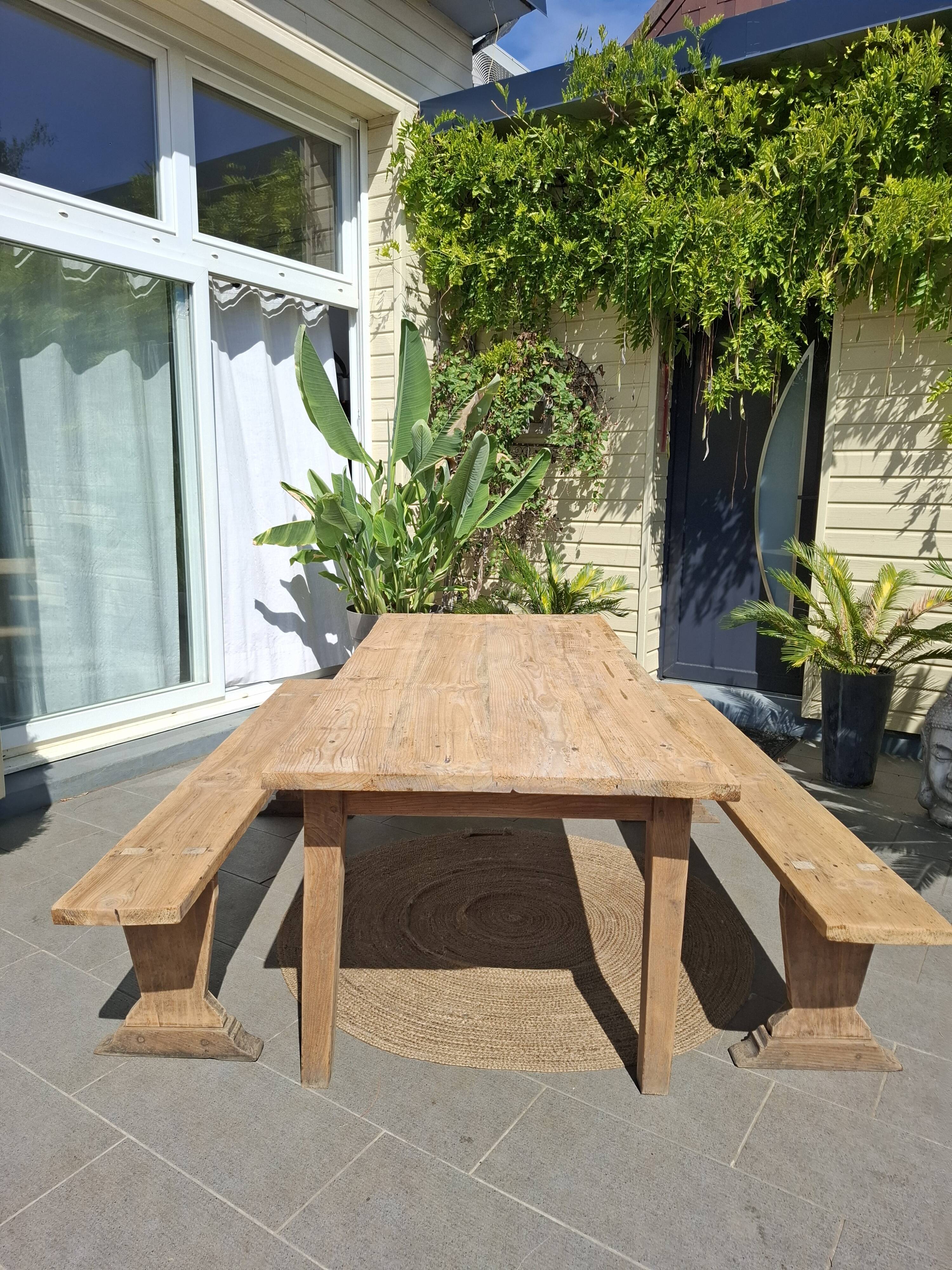 Table de ferme et ses 2 bancs