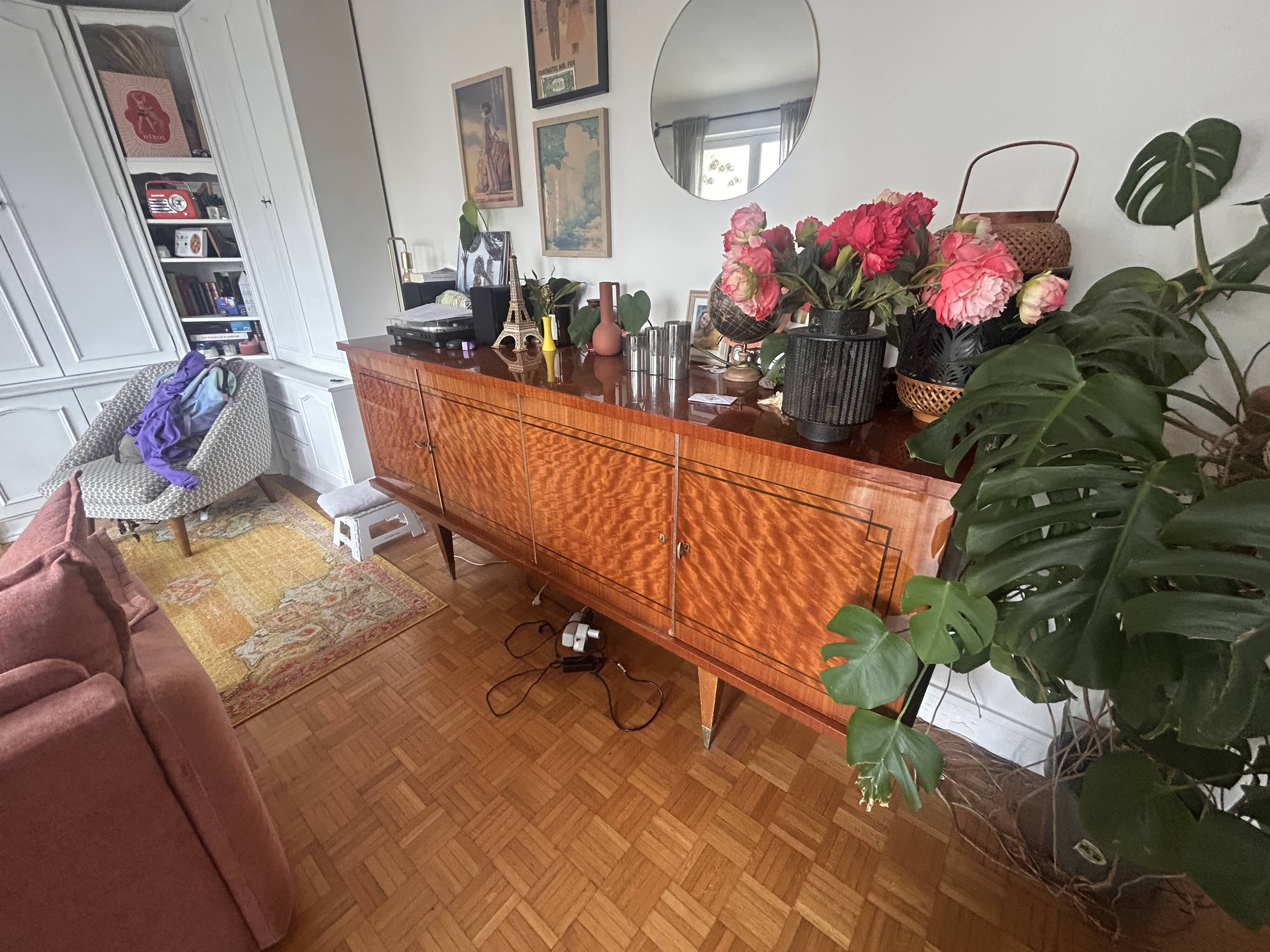 Buffet vintage en bois vernis 1960