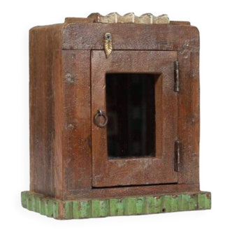 Vitrine murale petite ancienne boite a horloge patine d'origine inde