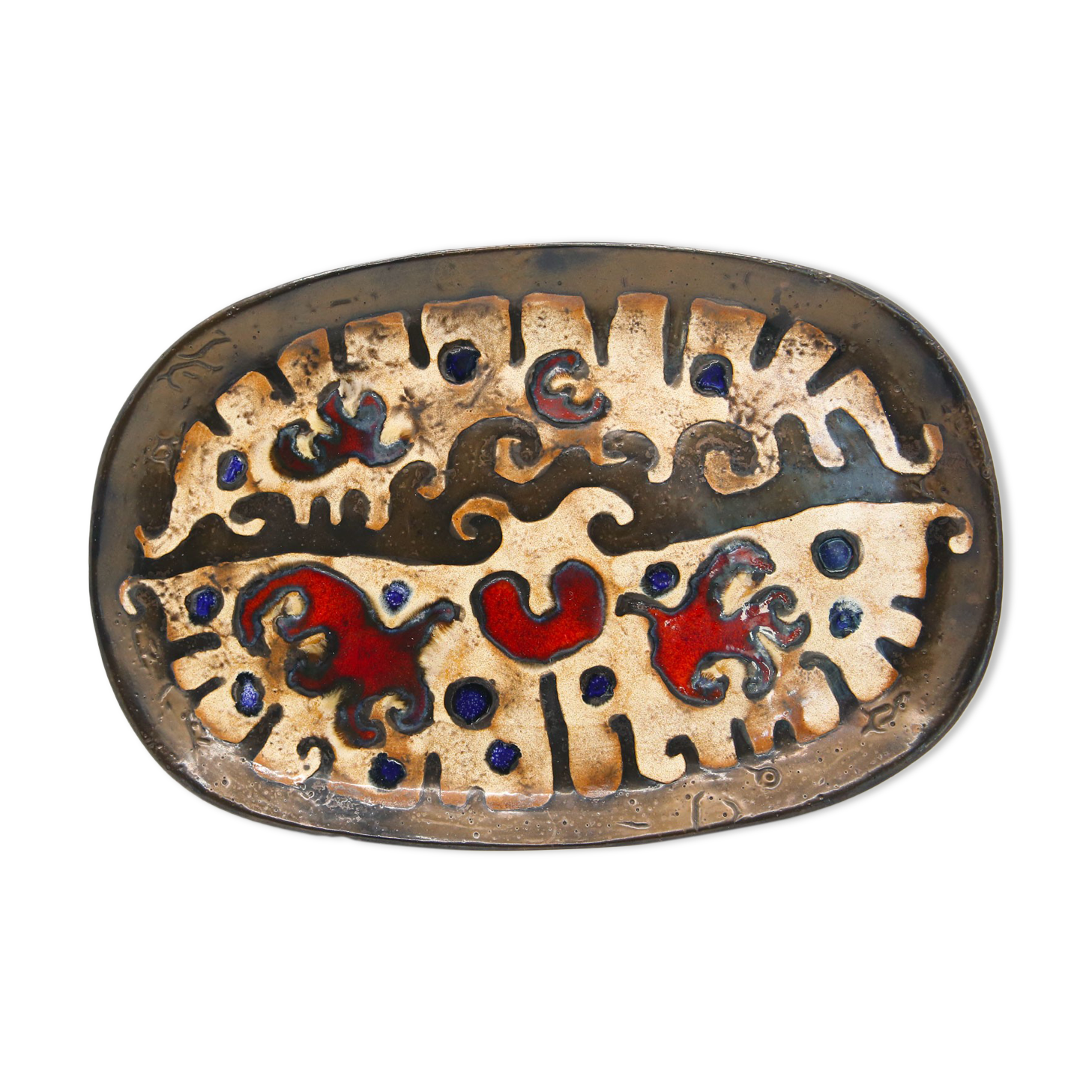 Brutalist ceramic dish Perignem from the 60s / 70s