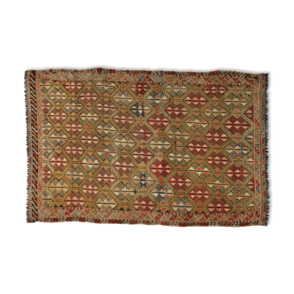 Anatolian handmade kilim rug 225 cm x 136 cm