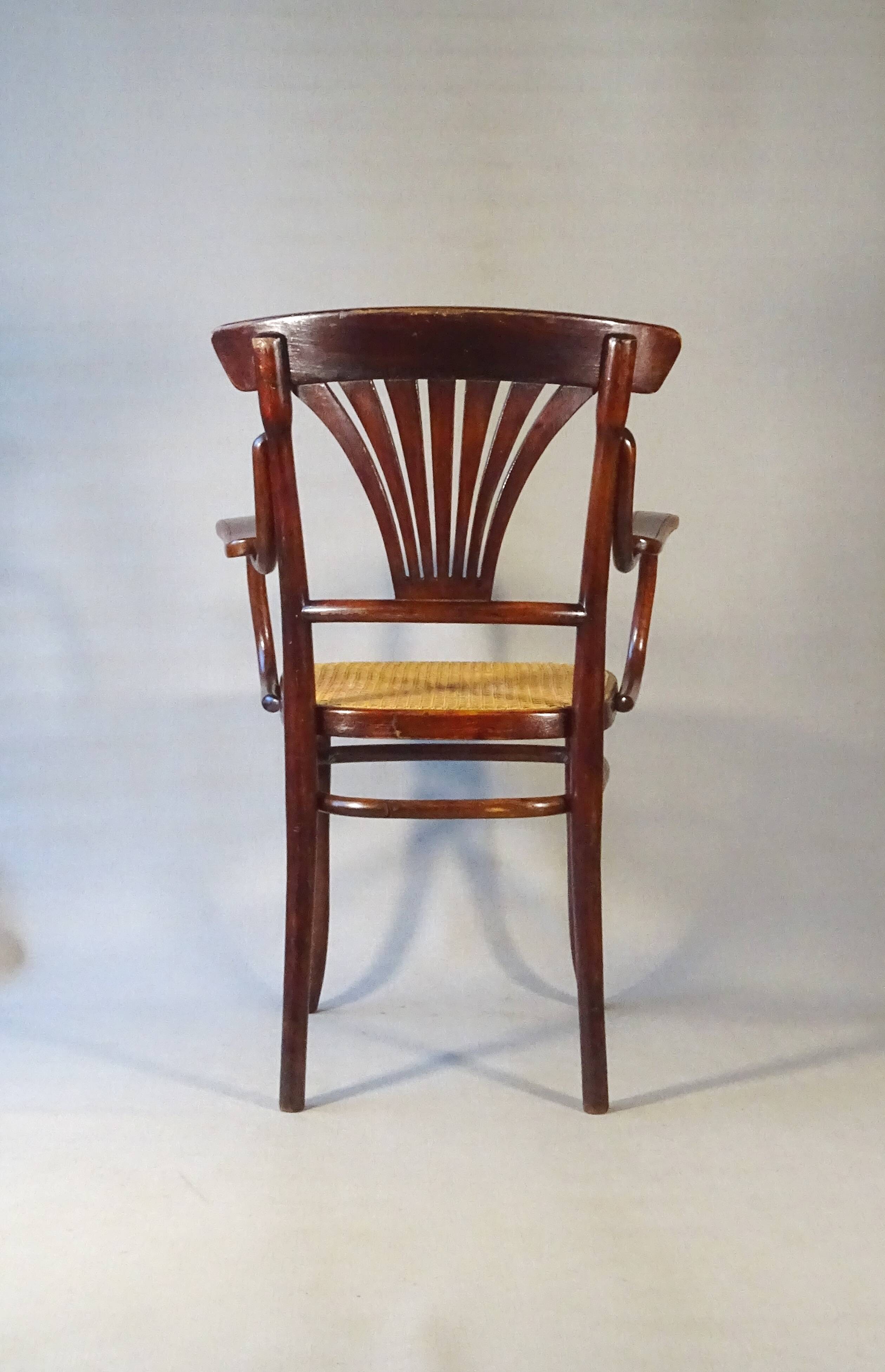 Thonet Armchair No. 221 with bronze decoration, circa 1900 - new caning -