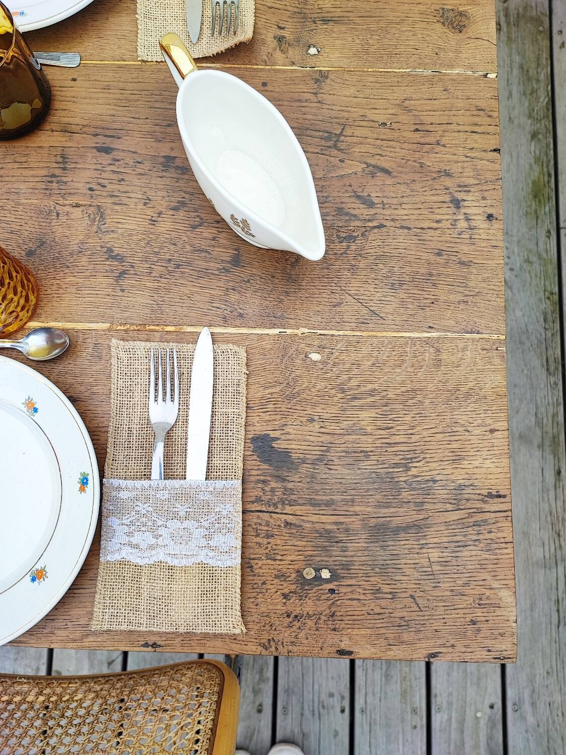 Farmhouse table on trestles