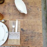 Farmhouse table on trestles