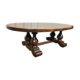 Table basse ovale rustique en noyer à entrecroise