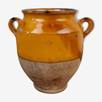 Old glazed terracotta grease pot