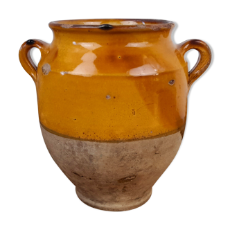 Old glazed terracotta grease pot