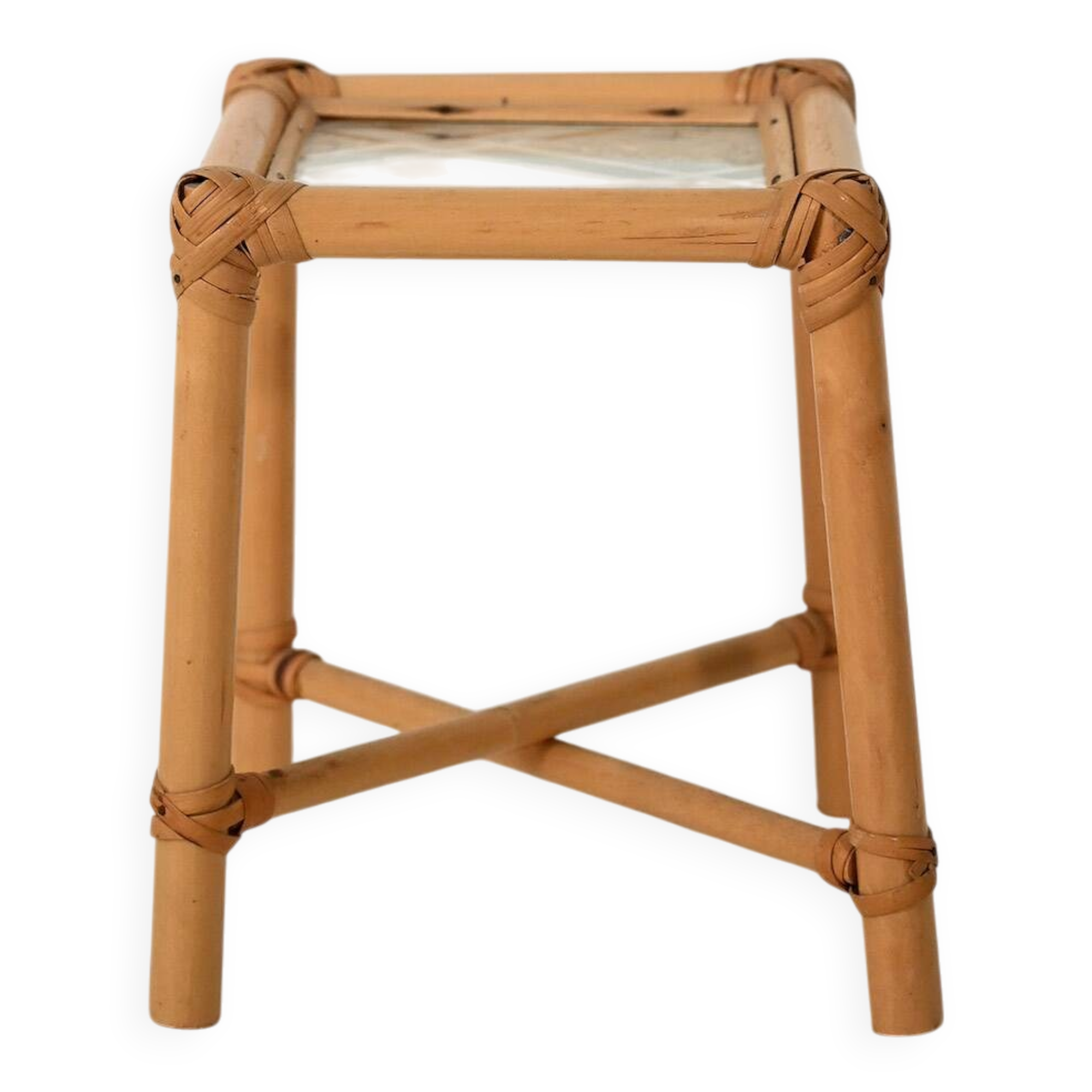 Bamboo Plant Stand with Frosted Glass