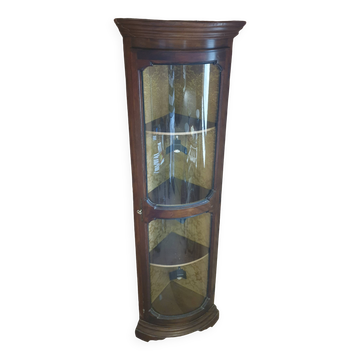 Curved Display Case, 20th Century Corner Cabinet