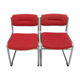 Red chairs cantilever chrome tubes