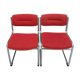 Duo de chaises rouges cantilever tubes chromés