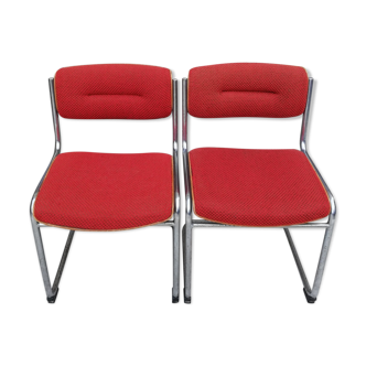 Red chairs cantilever chrome tubes