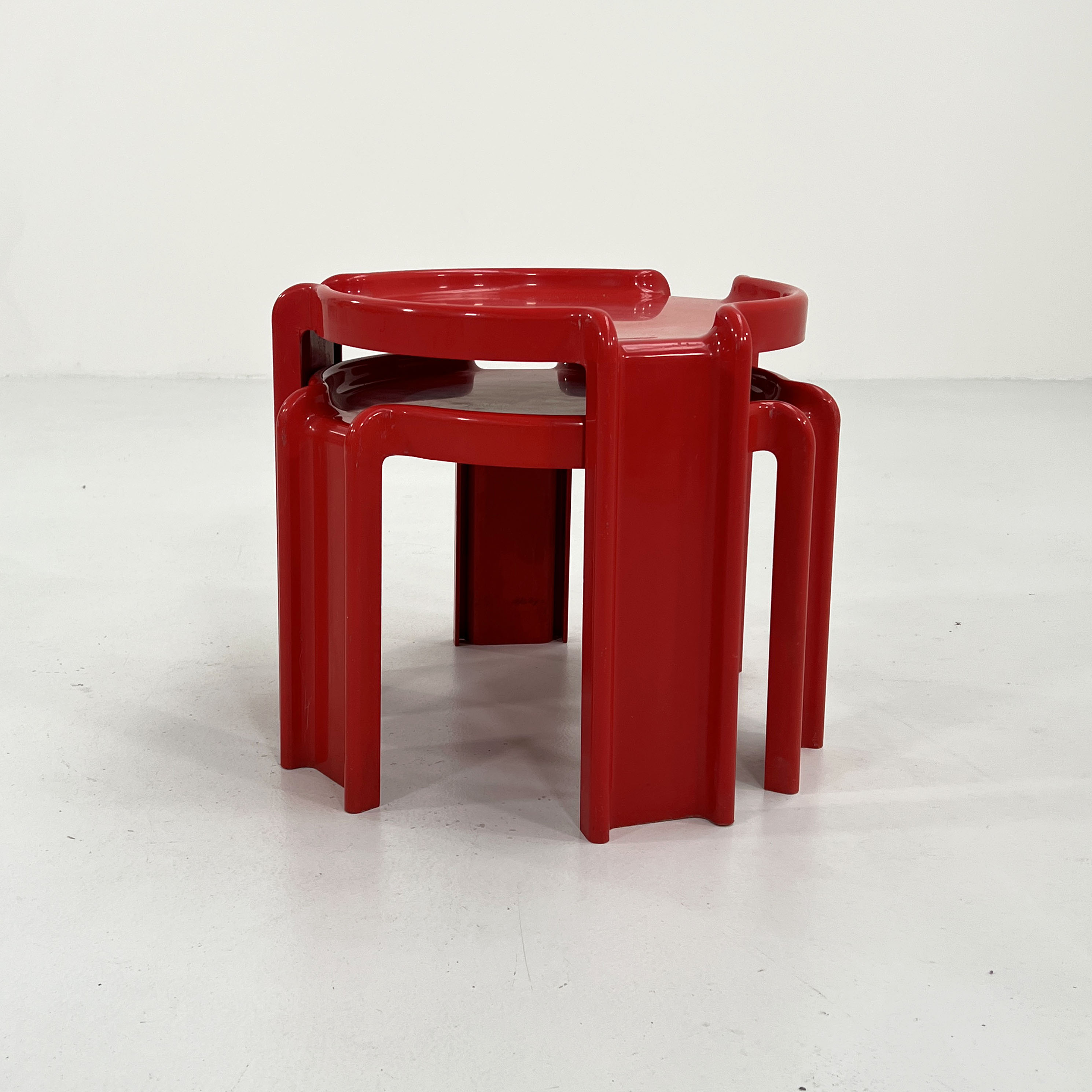Pair of Red Side Table by Giotto Stoppino for Kartell, 1970