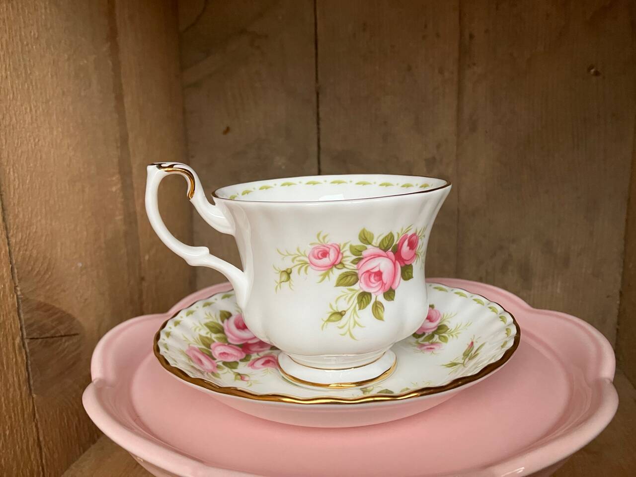 Vintage Royal Albert June porcelain cup and saucer, English manufacture