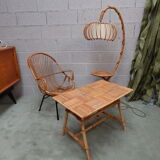 Rattan armchair with foot metal of the 60s