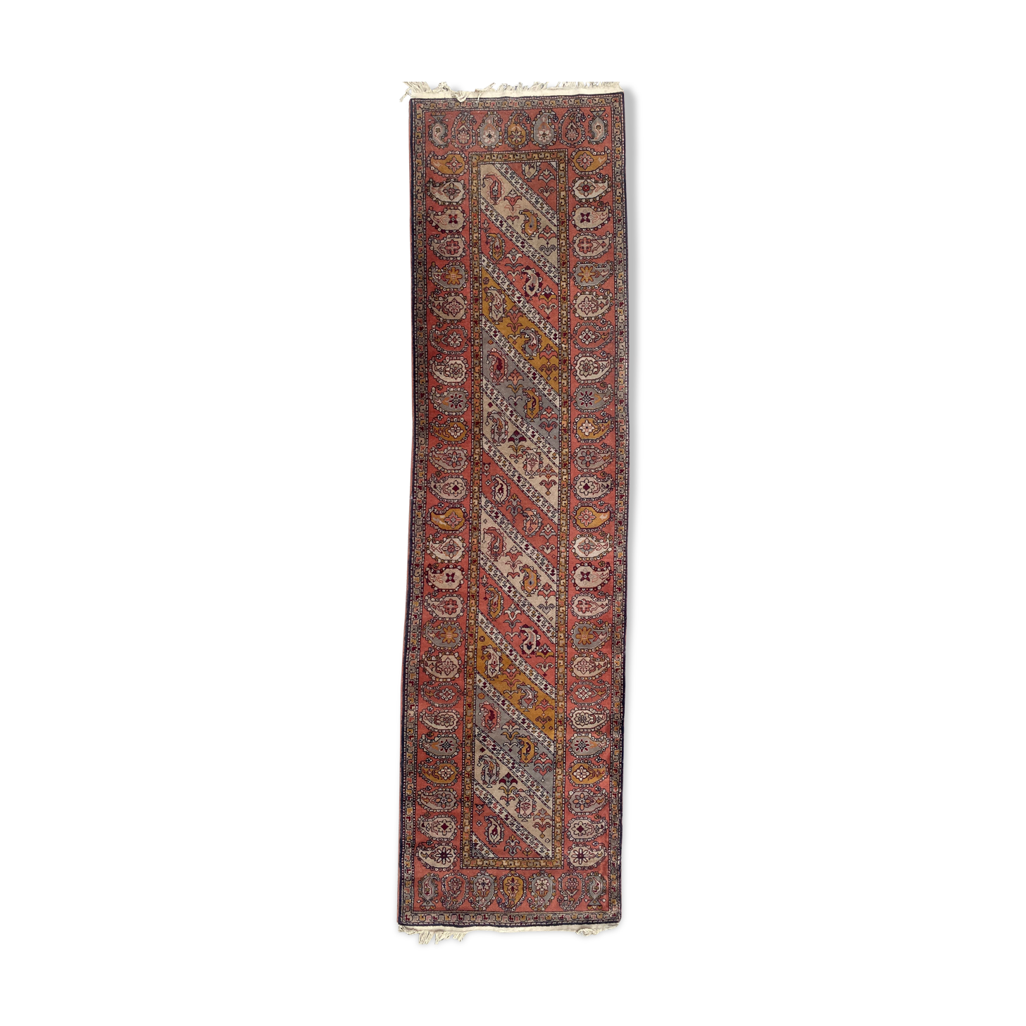 Vintage sinkiang carpet for handmade corridor 90x358 cm