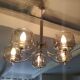 70s chandelier, smoked glass globe, 5 lights