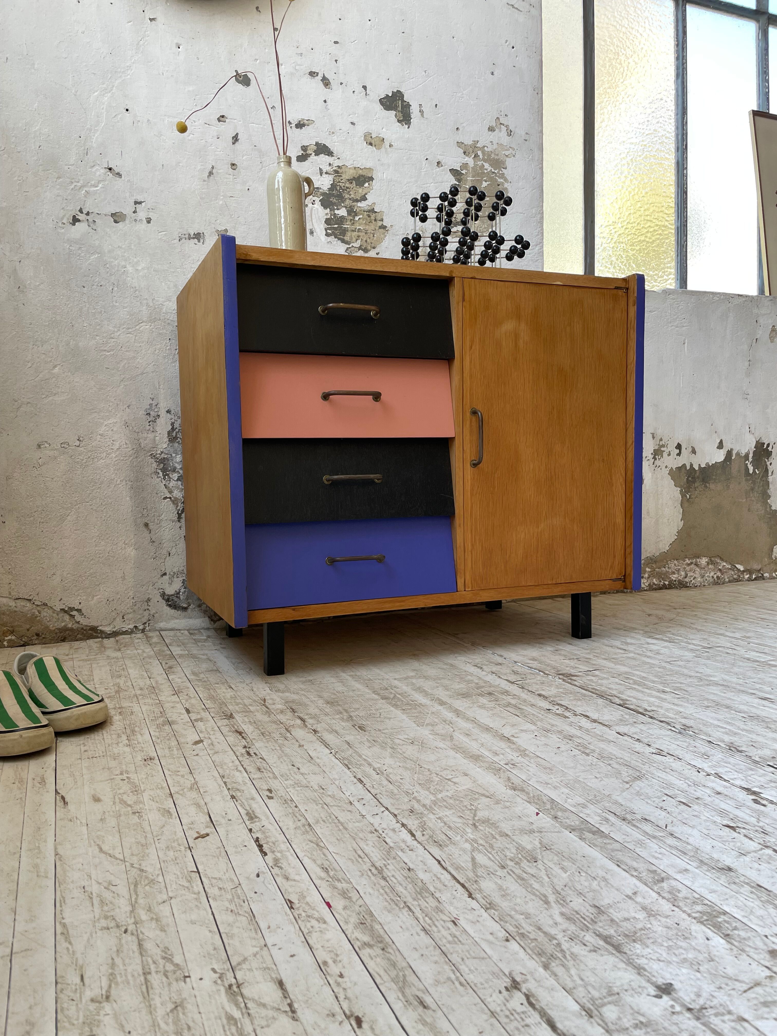 Meuble commode colorée années 60