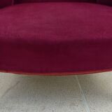 Bergère with blackened wooden legs on casters, Napoleon III period, velvet upholstery