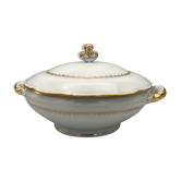 Soup bowl in white porcelain paste and enamels of limoges finish gilding