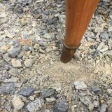 Vintage secretary desk, known as donkey's back, in cherry wood, Italian by Marelli & Fratelli.