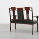 Art Nouveau Walnut Settee with Floral Marquetry, Belgium, ca. 1900
